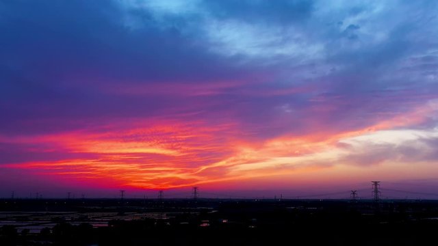 Aerial photography of beautiful sky sunset clouds and horizon.