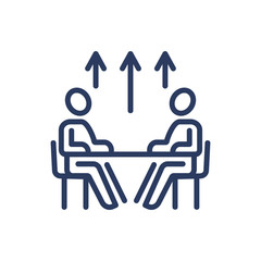 Interview for better position thin line icon. Staff, manager, employee isolated outline sign. Business communication concept. Vector illustration symbol element for web design and apps