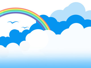 南国　トロピカル　ハワイ　夏空　入道雲　盛夏見舞い　レジャー　虹　ヤシの葉