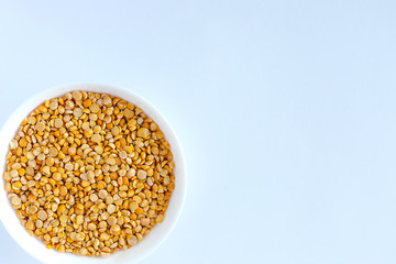 Yellow split peas used to make soup and pease pudding. isolated
