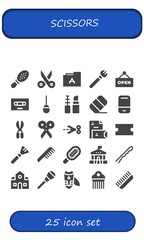 Modern Simple Set of scissors Vector filled Icons