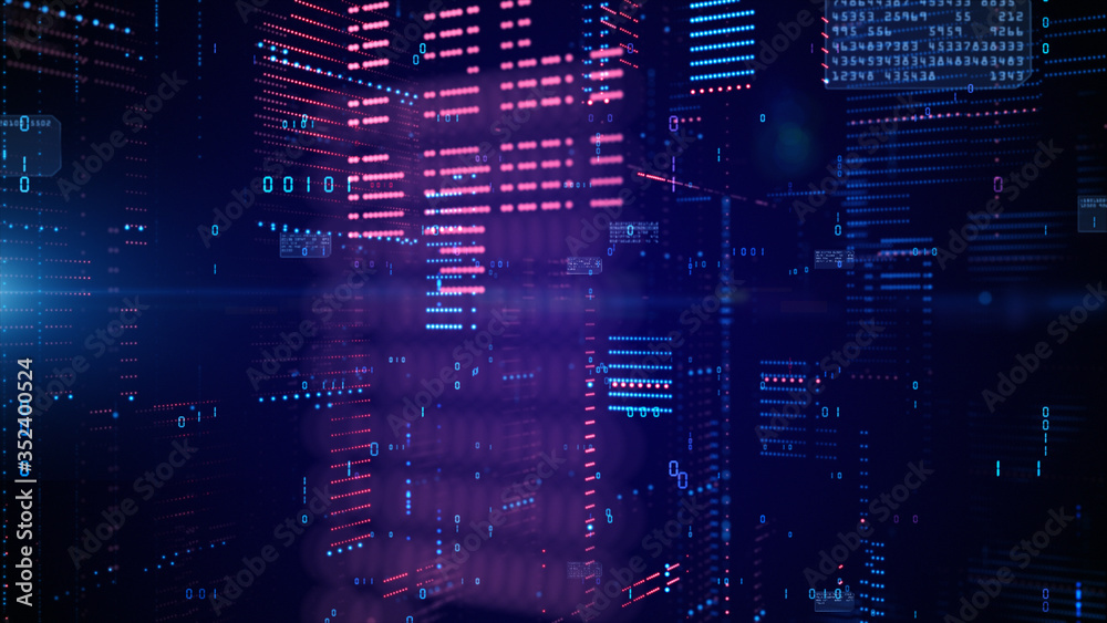 Poster digital cyberspace and data network connections. transfer digital data high-speed internet. technolo