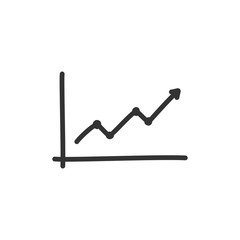 Hand drawn chart icon. Finance business diagram doodle concept for profit increase with growth up arrow graph. return on investment ROI vector illustration