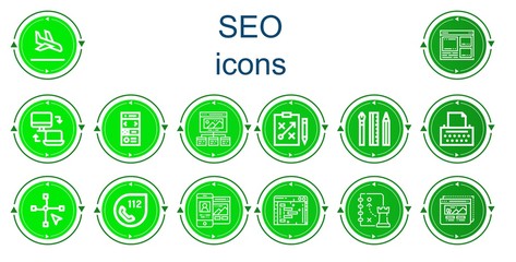 Editable 14 seo icons for web and mobile