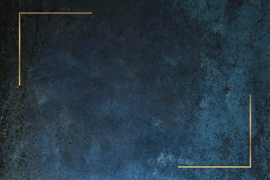Gold frame on grunge blue background vector