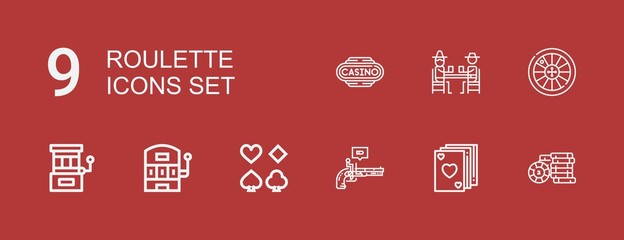 Editable 9 roulette icons for web and mobile