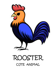 Vector illustration cartoon on a white background of a cute rooster. 