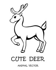 Vector illustration cartoon on a white background of a cute deer.
