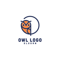owl logo vector icon illustration line art