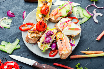 Bruschetta with grilled vegetables.
