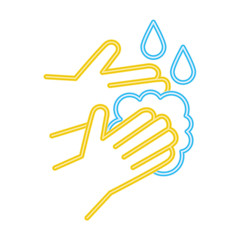 washing hands with soap, line style vector illustration design