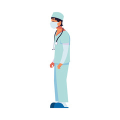 Man doctor with uniform and mask vector design