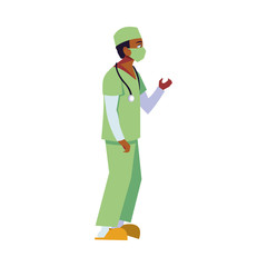 Man doctor with uniform and mask vector design