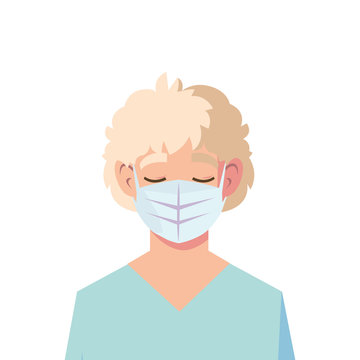 Man doctor with uniform and mask vector design