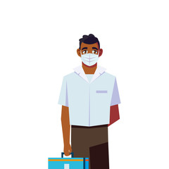 Man doctor with uniform mask and kit vector design