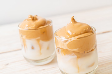 Iced Dalgona Coffee, a trendy fluffy creamy whipped coffee