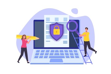 Cybersecurity, Protection network safe data concept. Web page design templates. Vector illustration