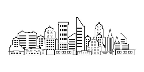 City Building Line art vector design illustration on white background