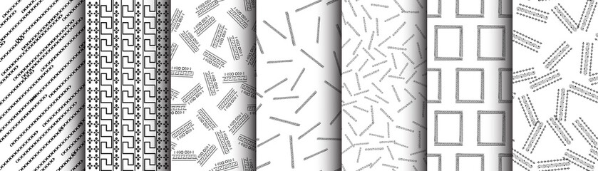 Set fasion black line on white backgraund with egypt motif Seamless pattern for fabric, print, wallpaper, packaging. Strocke trandy design.