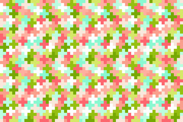Seamless pattern of multi-colored pixel crosses. Stock illustration for web, print, textile, wrapping paper, scrapbooking, background and wallpaper 