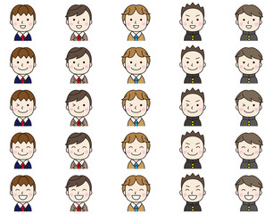 学生_男子_制服_笑顔_アイコン