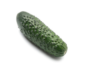 Fresh green cucumber on white background