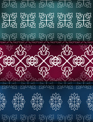 Set Vector damask seamless pattern background. Ornament silhouette. Tribal victorian style.