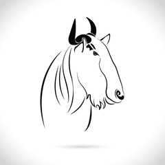 Vector image of an wildebeest head design on the white background.