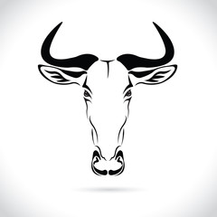 Vector image of an wildebeest head design on the white background.
