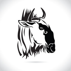 Vector image of an wildebeest head design on the white background.