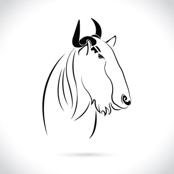 Vector image of an wildebeest head design on the white background.
