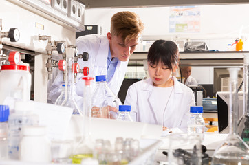 Students engaged in research at lab