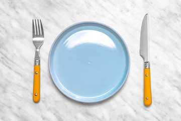 Simple table setting on light background