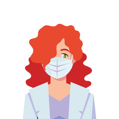 Woman doctor with uniform and mask vector design