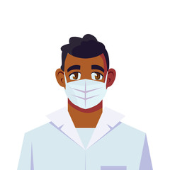 Man doctor with uniform and mask vector design
