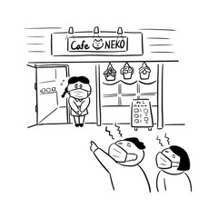 カフェに自粛を強要する人