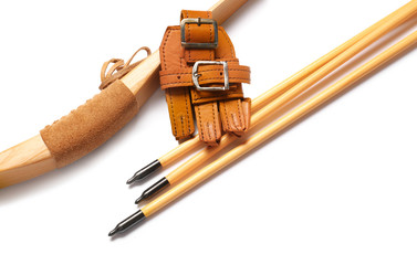 Equipment for archery on white background