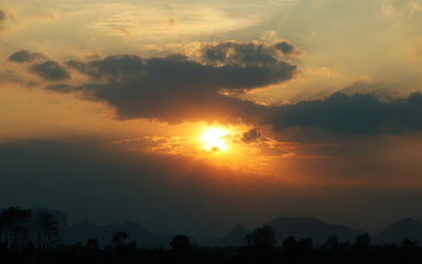 Sky, clouds with the light of the sun shining