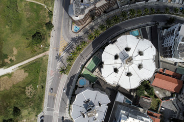 Aerial zenith view of the city with buildings
