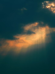Sky, clouds with the light of the sun shining