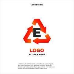 R recycle logo icon design template sign