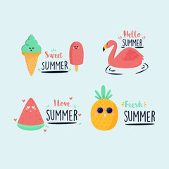 summer labels collection concept flat design