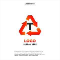 T recycle logo icon design template sign