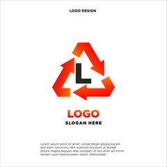 L recycle logo icon design template sign
