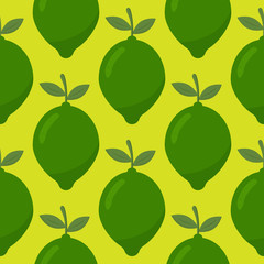 Lime seamless vector pattern. Fruit background. vector illustration