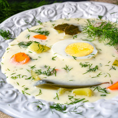 Dill soup with egg and fresh dill