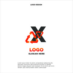 X recycle logo icon design template sign