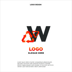 W recycle logo icon design template sign