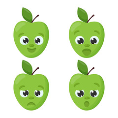 Apple. Emoji Emoticon collection. Cartoon characters for kids