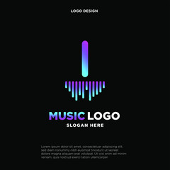 Music Letter logo template. Letter M. Vector Illustration. music logo design inspiration. music icon design template.